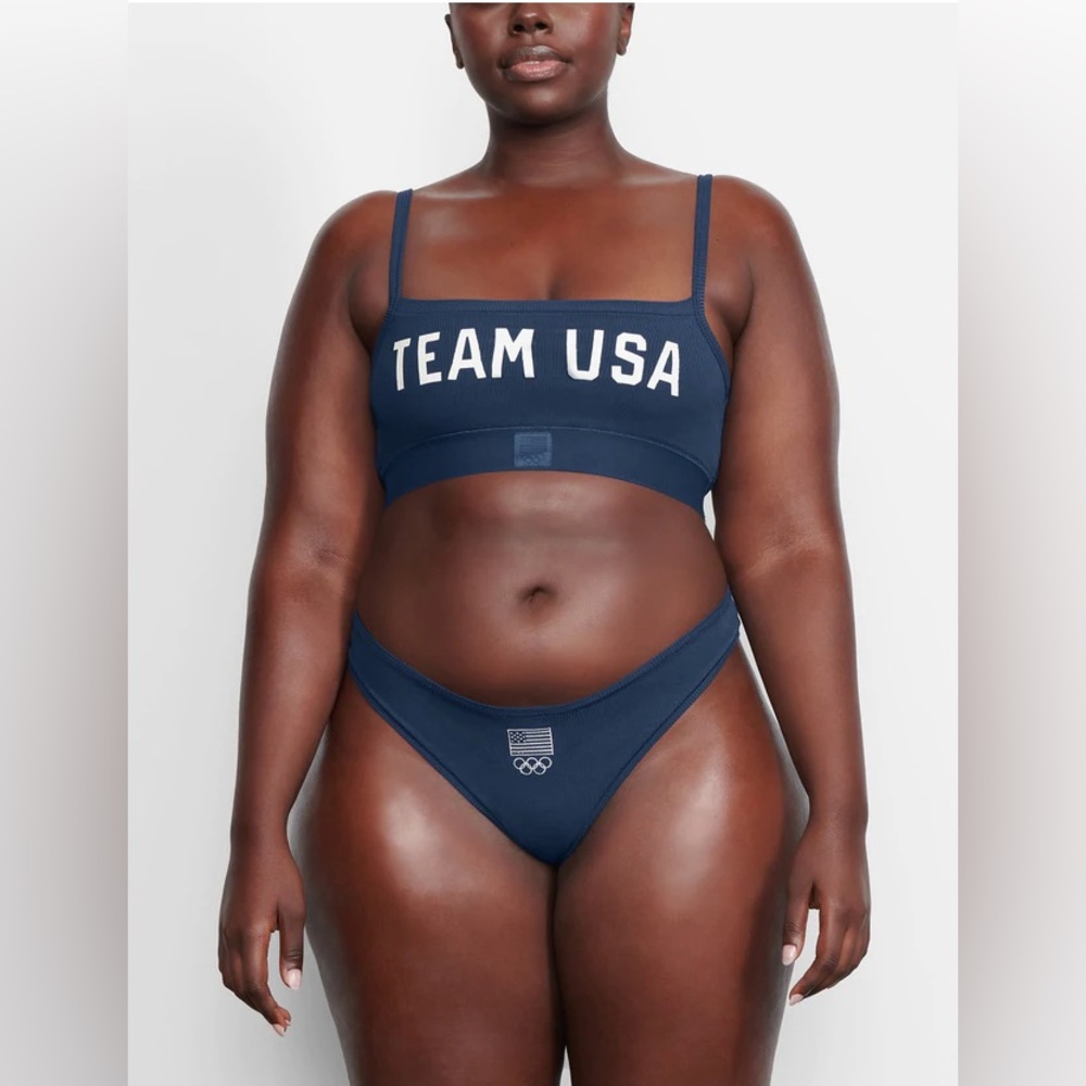 SKIMS Olympic Capsule Rib Dipped Thong Panties NEW